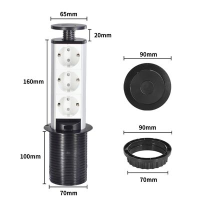 Presa a scomparsa da cucina moderna Smart Kitchen con 3 prese di corrente EU, corrente nominale 16A, IP44