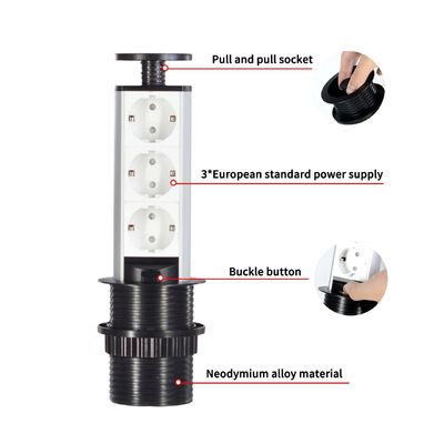 Presa a scomparsa da cucina moderna Smart Kitchen con 3 prese di corrente EU, corrente nominale 16A, IP44