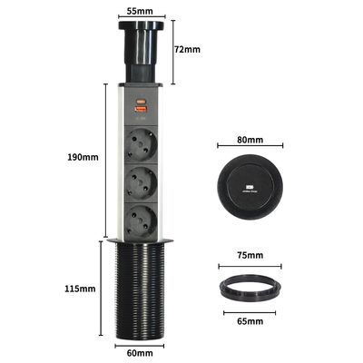 Socket universale di alimentazione della cucina Sacar El Enchufe De La Cocina Tavolo nascosto socket di cucina pop-up per cucina intelligente moderna