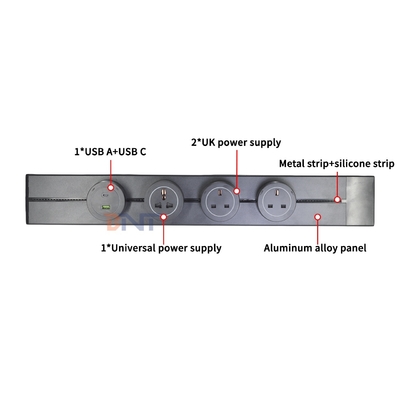 Nuovo stile conveniente montato a parete Multi Outlet Power Rail Track Socket Socket rimovibile