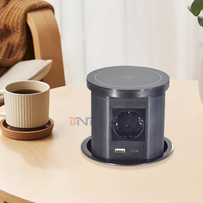 Prese elettriche a scomparsa pneumatiche da cucina con caricatore wireless, 4 prese AC e USB A+C