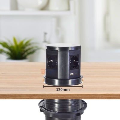 Prese elettriche a scomparsa pneumatiche da cucina con caricatore wireless, 4 prese AC e USB A+C