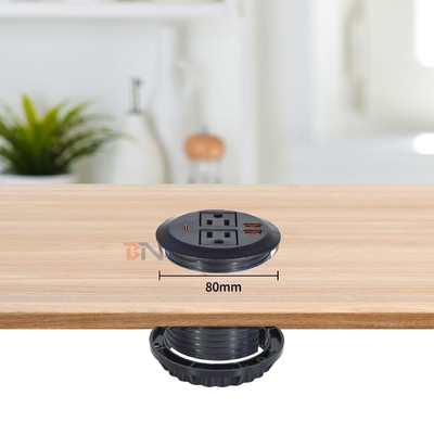 Divano Rotondo con Presa Elettrica Integrata con 2 Prese di Corrente Standard USA e Doppia Presa USB A di Ricarica 65W