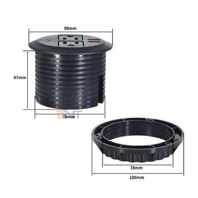 Divano Rotondo con Presa Elettrica Integrata con 2 Prese di Corrente Standard USA e Doppia Presa USB A di Ricarica 65W
