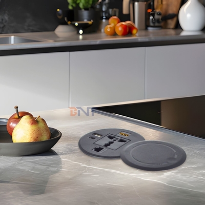Divano Rotondo con Presa di Corrente Integrata con Prese di Corrente Standard Universali USB A+C & HDMI & Rete