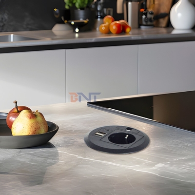 Design coperchio foro cavo per divano rotondo con presa di corrente integrata e prese di corrente standard UE USB A+C