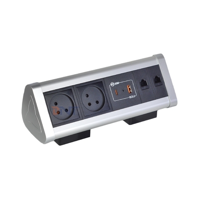 Presa multipla da scrivania con design a clip adesiva, con 2 prese CA, USB A+C PD 20W Ricarica Rapida