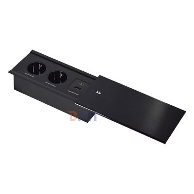 Slip-Open Euro Tabletop Electric Power Socket 2 AC Outlets USB A+C IP44 16A Corrente nominale per uso in ufficio
