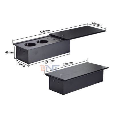 Slip-Open Euro Tabletop Electric Power Socket 2 AC Outlets USB A+C IP44 16A Corrente nominale per uso in ufficio