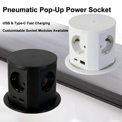 BNT Tavolo ufficio Uso commerciale IP44 4 prese di corrente AC 16A ABS presa di corrente pneumatica USB porte A + C PD20W carica